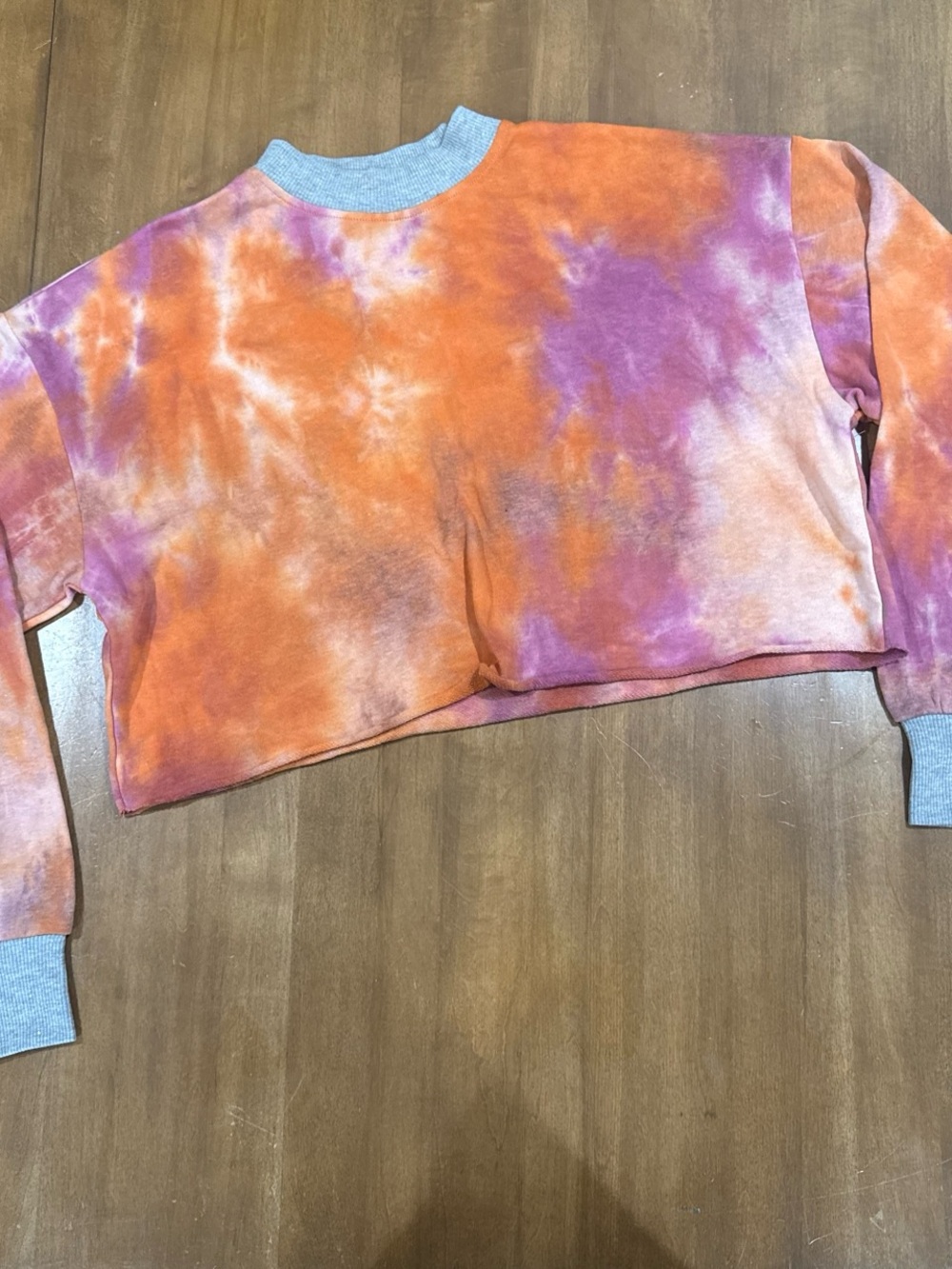 Heart Hips Orange & Purple Tie-Dye Cropped Sweatshirt